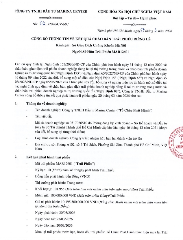 Công ty TNHH Đầu tư Marina Center